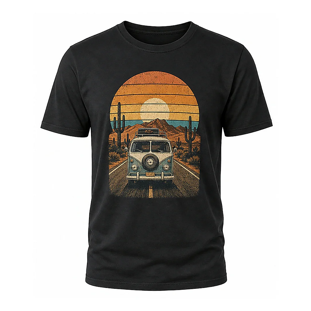 shopfsclothing Men's Desert Drive Graphic T-Shirt - Retro Road Trip Style