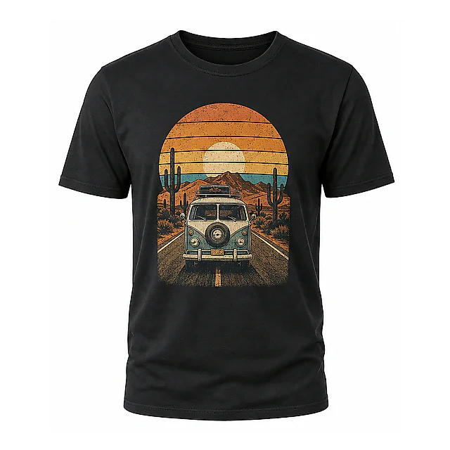 shopfsclothing Men's Desert Drive Graphic T-Shirt - Retro Road Trip Style