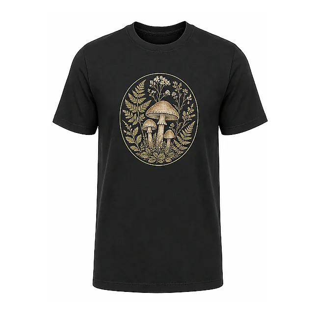 shopfsclothing Men's Ferncap Circle Graphic T-Shirt - Cottagecore Nature Lover