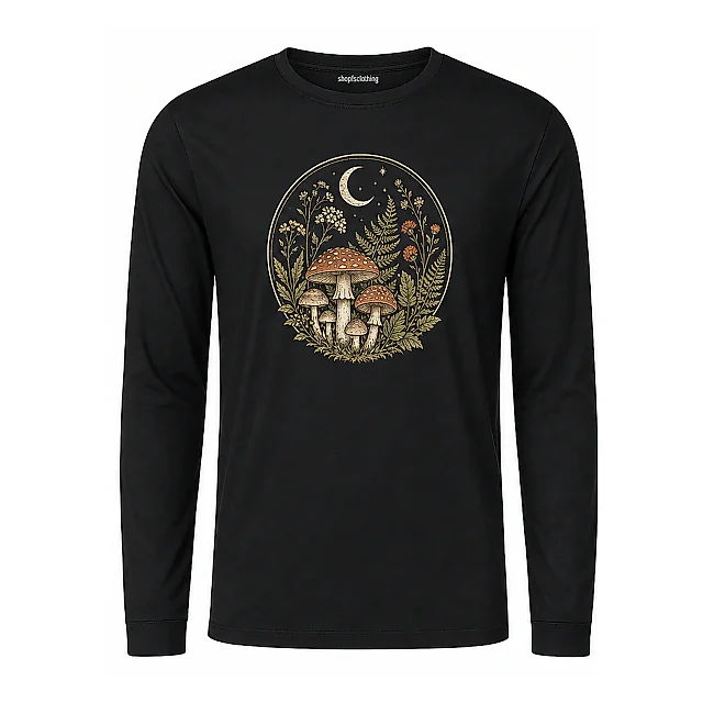 shopfsclothing Men's Moonlit Forage Graphic Long Sleeve - Cottagecore Nature Lover