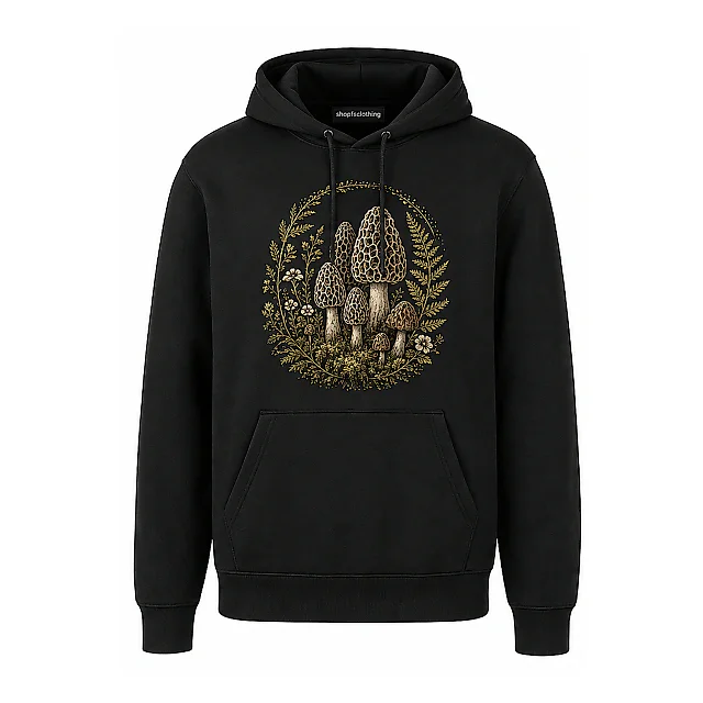 shopfsclothing Men's Morel Fern Graphic Hoodie - Cottagecore Forager Aesthetic