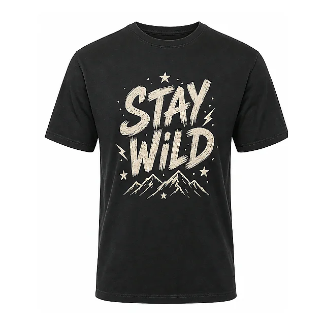 shopfsclothing Men's Stay Wild Graphic T-Shirt - Mountain Quote Tee