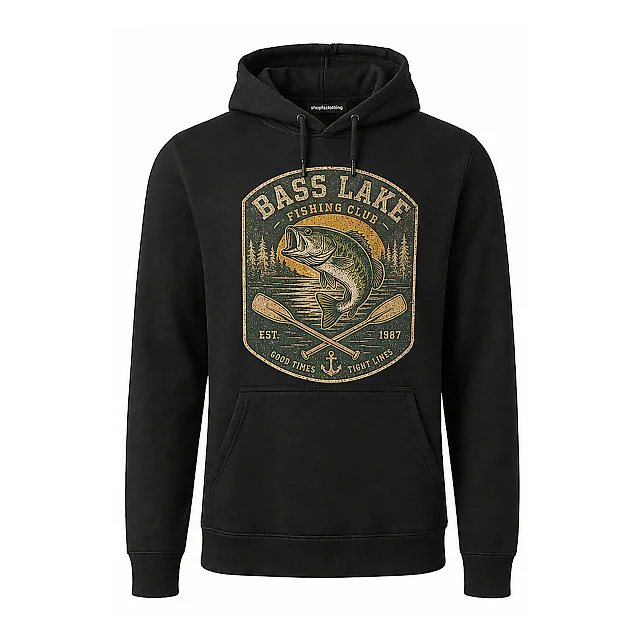 shopfsclothing Men's Bass Paddle Graphic Hoodie - Fishing Club Style