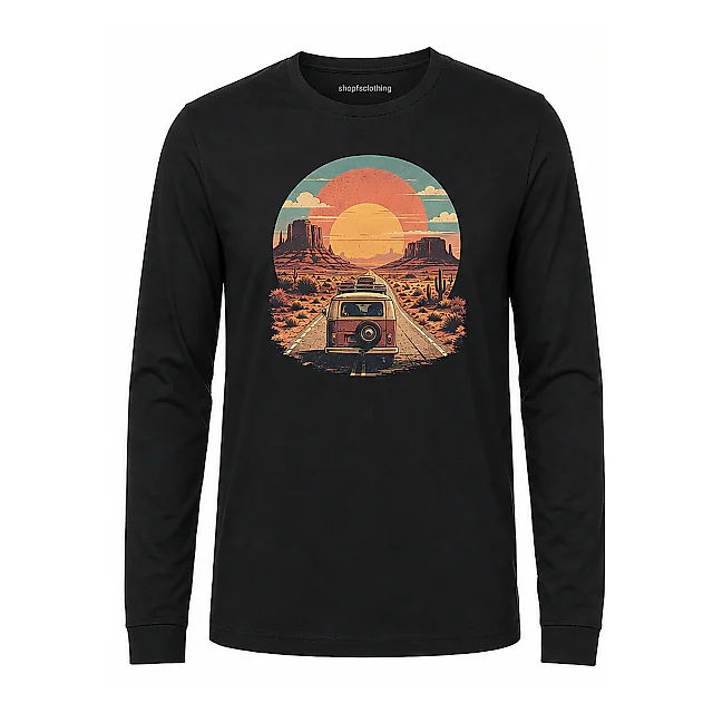 shopfsclothing Men's Desert Drive Graphic Long Sleeve - Road Trip Aesthetic