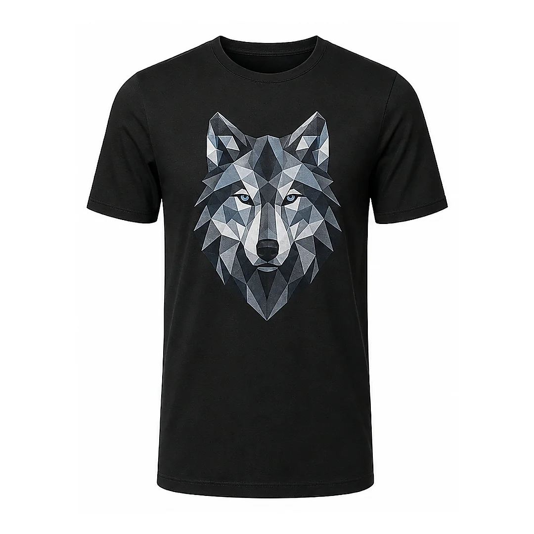 shopfsclothing Men's Facet Wolf Graphic T-Shirt - Modern Outdoor Style