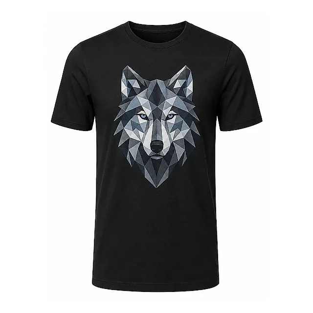 shopfsclothing Men's Facet Wolf Graphic T-Shirt - Modern Outdoor Style
