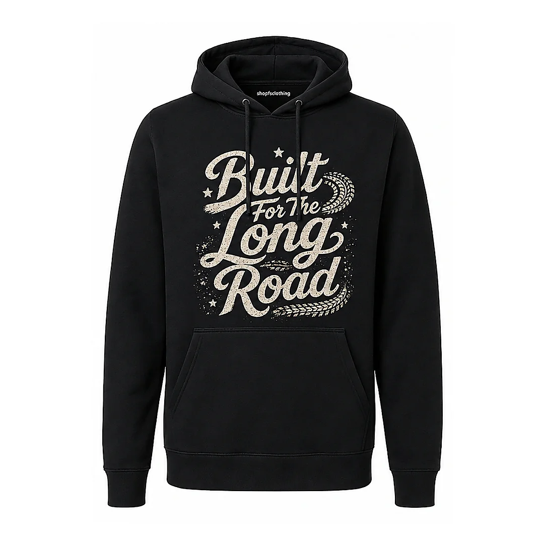 shopfsclothing Men's Long Road Graphic Hoodie - Motivational Quote Design
