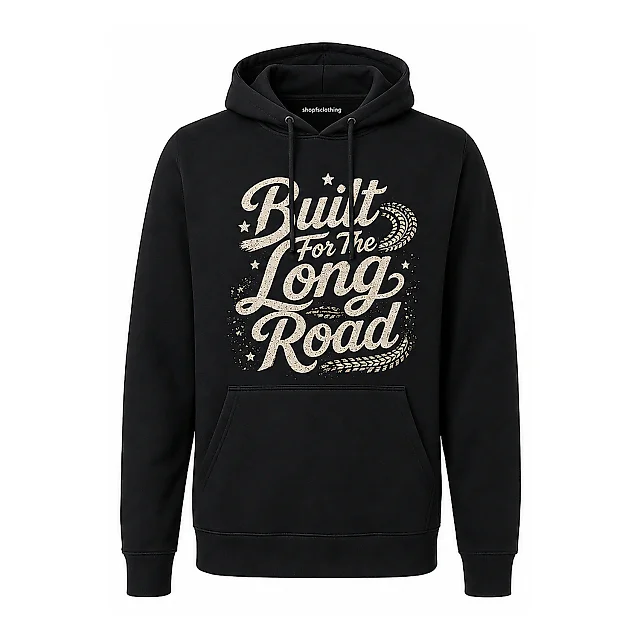 shopfsclothing Men's Long Road Graphic Hoodie - Motivational Quote Design
