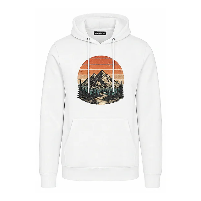 shopfsclothing Men's Retro Ridge Graphic Hoodie - Outdoors Mountain Style