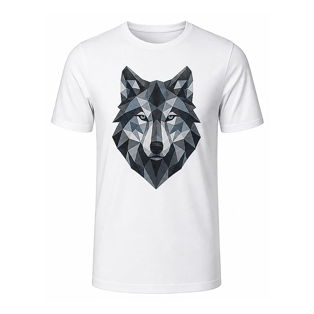 shopfsclothing Men's Facet Wolf Graphic T-Shirt - Modern Outdoor Style