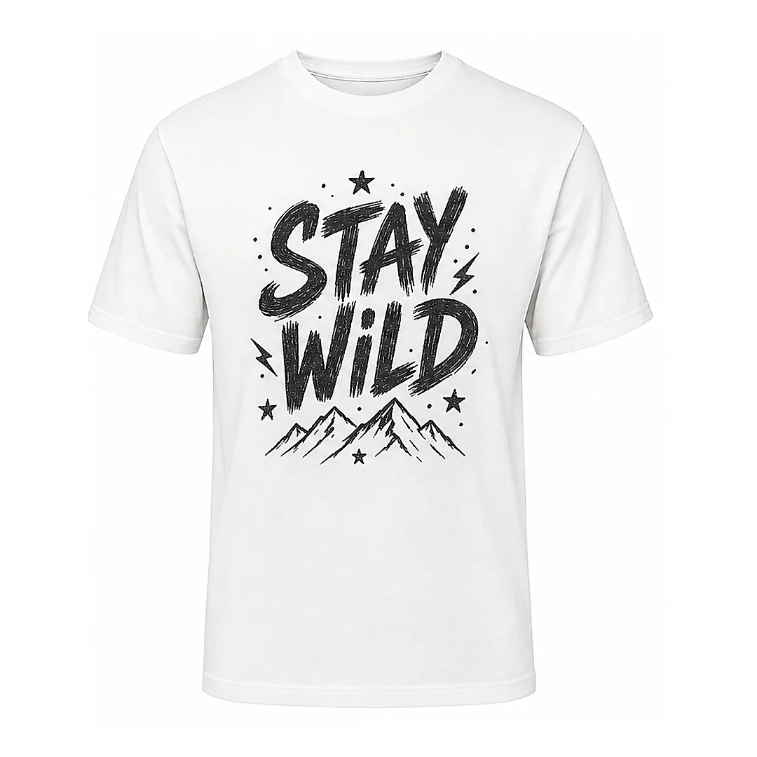 shopfsclothing Men's Stay Wild Graphic T-Shirt - Mountain Quote Tee