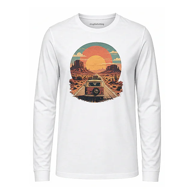 shopfsclothing Men's Desert Drive Graphic Long Sleeve - Road Trip Aesthetic