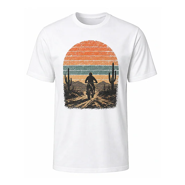 shopfsclothing Men's Desert Rider Graphic T-Shirt - Motorcycle Adventure Gift