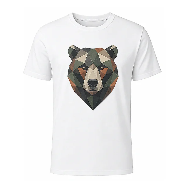 shopfsclothing Men's Polygon Bear Graphic T-Shirt - Outdoor Nature Style