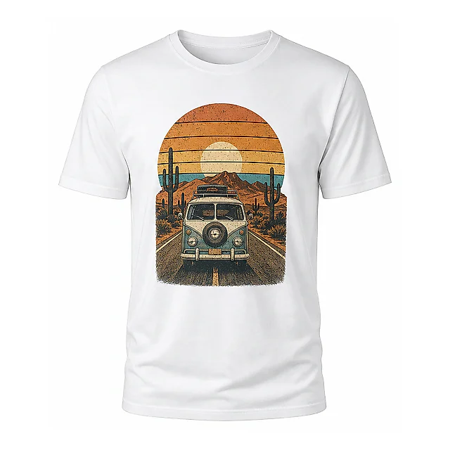 shopfsclothing Men's Desert Drive Graphic T-Shirt - Retro Road Trip Style