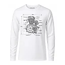 shopfsclothing Men's Engine Blueprint Graphic Long Sleeve - Garage Mechanic Gift