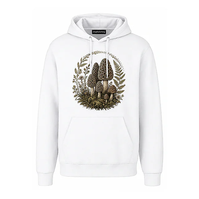 shopfsclothing Men's Morel Fern Graphic Hoodie - Cottagecore Forager Aesthetic
