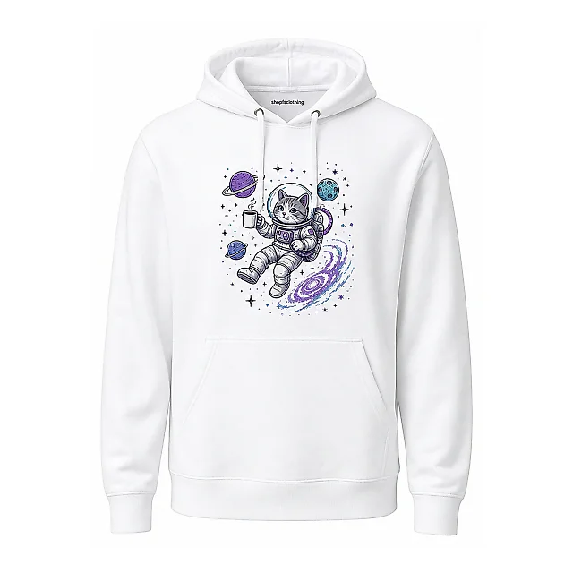 shopfsclothing Men's Cosmic Coffee Cat Graphic Hoodie