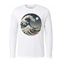shopfsclothing Men's Moonlit Wave Graphic Long Sleeve - Japanese Art Aesthetic